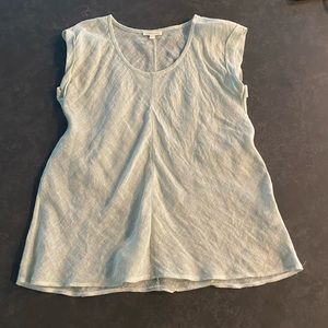 Eileen Fisher Short Sleeved Linen Tunic - Light Green (Small)